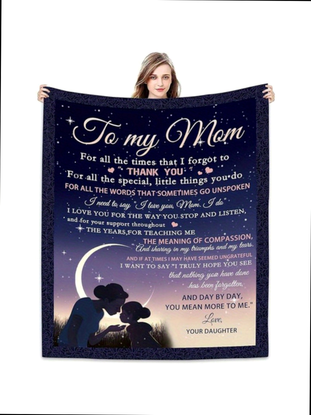 Flannel Blanket For Mom Heartfelt Gift From Daughter With Inspirational Message Soft Cozy All Season Throw Perfect For Mother S Day Birthday Or Christmas Cozy Home Blanket Night 7a54df