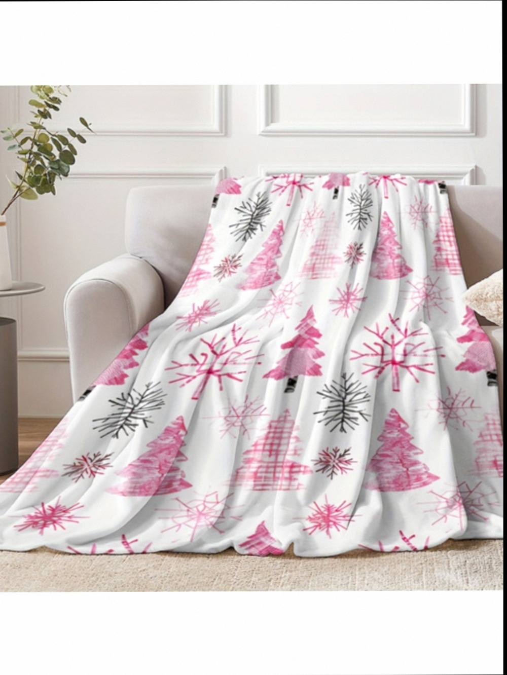 In Stock Cozy Pink Christmas Blanket Cozy Pink Christmas Tree Snowflake Blanket Soft Warm Flannel Throw For Naps Camping Travel Perfect Holiday Gift For Friends Family And Loved On 4e394d